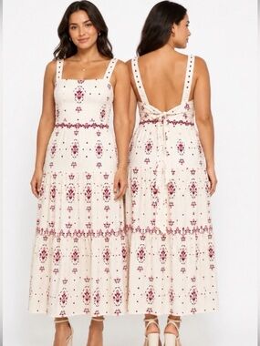 Christian‎ Lacroix Linen Blend Sleeveless Maxi Dress Floral Size Medium NWT
